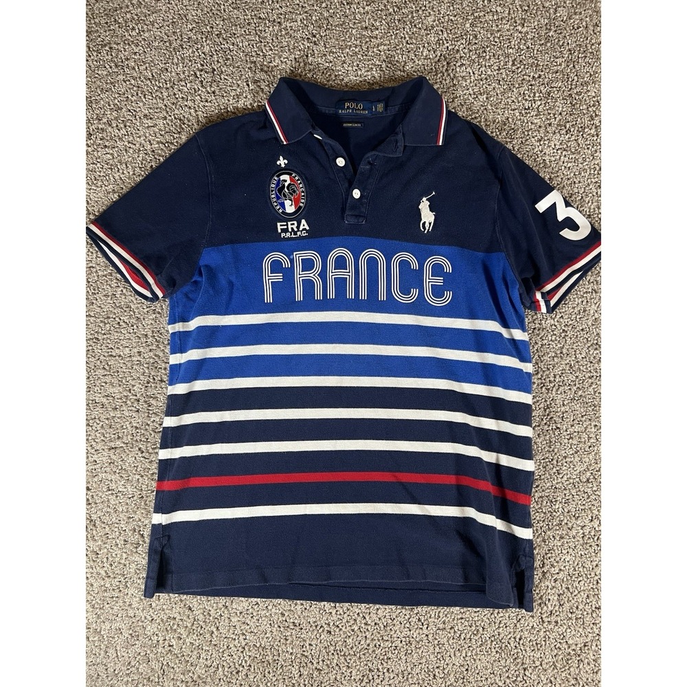 Polo Ralph Lauren France Polo Men's L Custom Slim Fit Striped Double Side Rugby